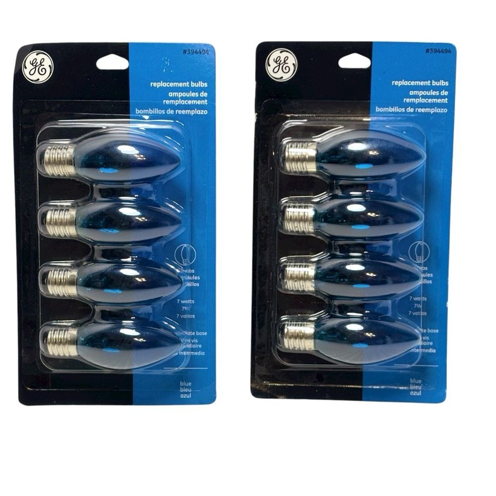 GE Blue 7 Watt Replacement Bulbs Intermediate Base Set of 8